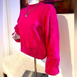 Rich &Famous hot pink fuzzy sleeve sweater